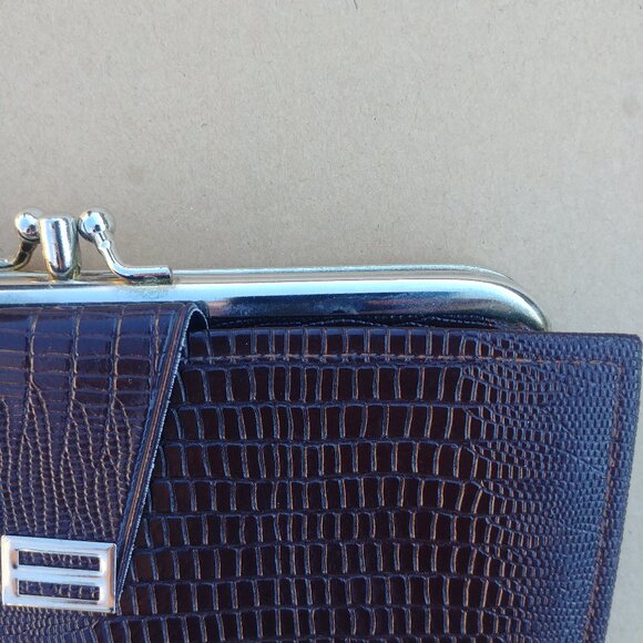 Vintage Leatherette Canada dark brown snakeskin leather wallet - Picture 6 of 14